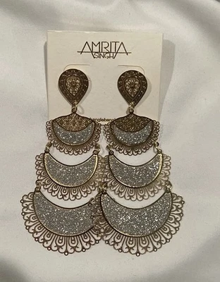 Pendientes araña filigrana Amrita Singh oro y plata NUEVO Foto 1 de 3