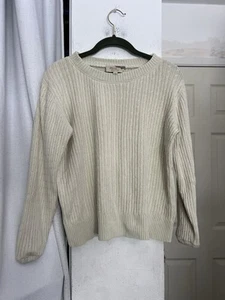 Elizabeth and James Ivory Knit Sweater Women’s M Cozy Casual Pullover Top - Picture 1 of 16