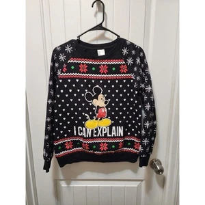 Micky Mouse Disney Ugly Christmas Sweater Kids Size M (7-9) Black - Picture 1 of 4