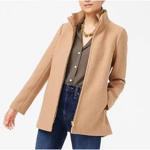 J.Crew Village Wool Blend Tan Full Zip Coat Size 2  - Picture 1 of 12