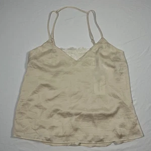 LUSH Silky Lace Camisole Size L Ivory Lined V-Neck Adjustable Strap Tank Top NWT - Picture 1 of 8