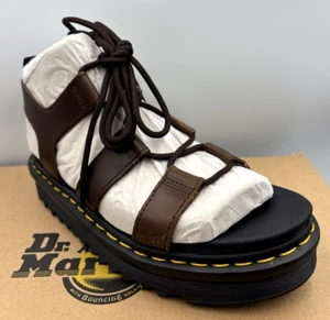 DR MARTENS DARK BROWN NARTILLA ILLUSION LEATHER GLADIATOR SANDALS SIZE UK 5 EU38 - Imagen 1 de 6