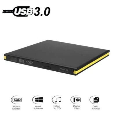 USB3.0 BD-R 6x BD DVD Drive Blu-Ray Burner Writer Player For Windows 7/10/11 Mac - Image 1 of 4