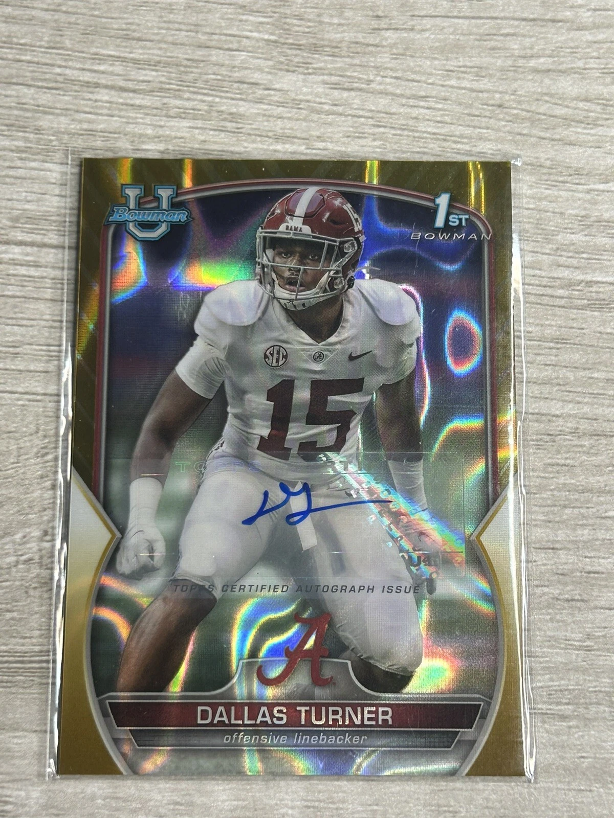 2022-23 Bowman Chrome University Dallas Turner Gold Refractor Auto /50 Alabama