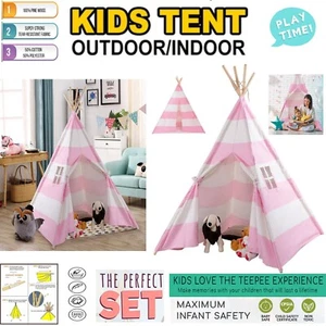 Large Canvas Kids Teepee Indian Tent Indoor Outdoor Children DIY Play House Tent - Picture 1 of 7
