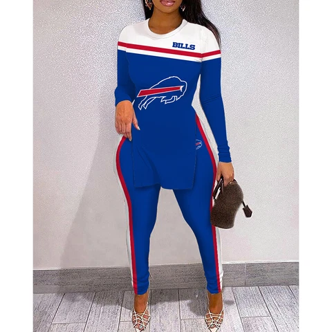 Buffalo Bills 2PCS Women High Slit T Shirts High Waist Leggings Yoga Pants Gifts Cover