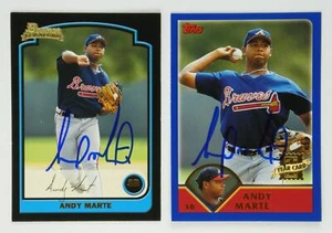 Andy Marte Signed 2003 Topps & 2002 Topps Trading Card Atlanta Braves Lot of 2 - Picture 1 of 4