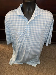 Footjoy Polo Shirt Button Size XL Blue Performance Check Design - Picture 1 of 7