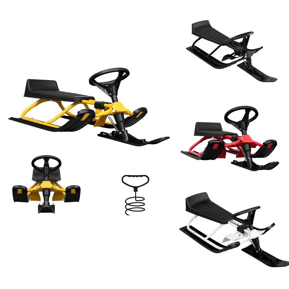 Lenkschlitten mit Fußbremsen Bob Kinderschlitten ab 5 Jahre Schlitten bis 90 kg - Bild 1 von 4