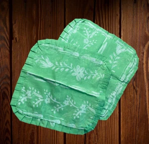 Pillow Cases Two Cotton Green Pea Zip Small Ruffle Cushion - Picture 1 of 8