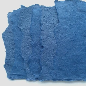 Handmade Paper Blue 6 Sheets Thailand Scrapbooking Journaling Crafts - Picture 1 of 11