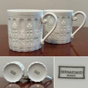 NEW Set of 2 Bernardaud LOUVRE White Porcelain 12 oz. Coffee Mugs Made in France - Picture 1 of 12