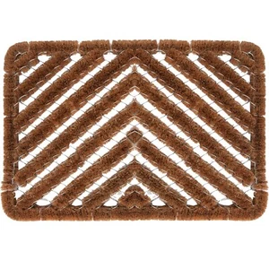 FOOTMATTERS Ninamar Natural Coir Herringbone Door Mat - 24 x 16 inch - Picture 1 of 6
