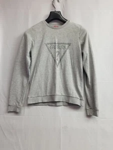Guess Sweatshirt Girl's Gray Long Sleeved Logo Crew Neck Casual Size Small - Picture 1 of 11