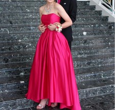 betsy and adam empire waist satin gown