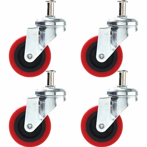Paquete de ruedas de vástago giratorio enredadera de plástico rojo de 2,5" de diámetro - Imagen 1 de 5