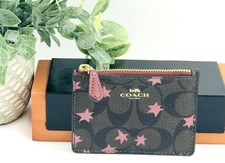Coach Mini Skinny ID Case Signature Canvas Pop Star Print Card Coin Wallet