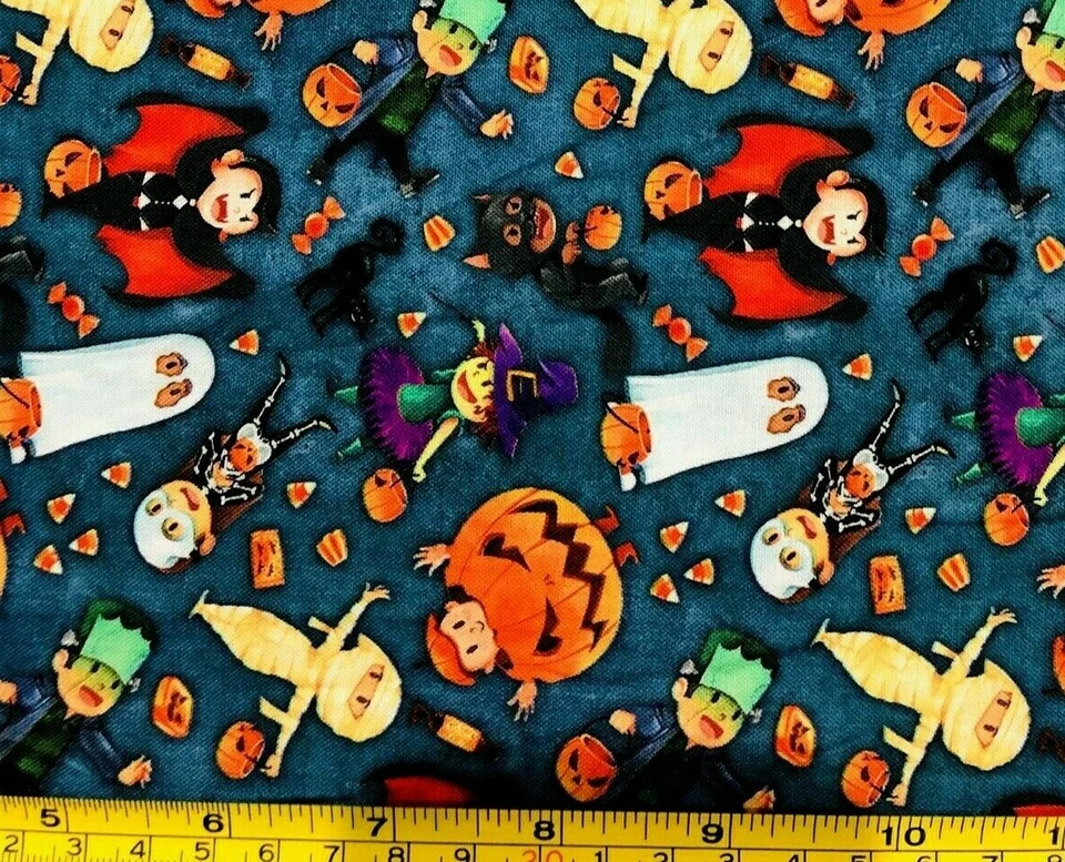Tina Scrap Halloween kids Trick of treat Costume  FABRIC 9"x21" COTTON - Image 1 of 1