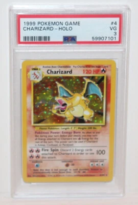 Vintage 1999 Charizard Original Base Set Holo #4/102 Pokémon Card PSA Graded 3 - Image 1 of 4