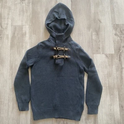 J. Crew Chunky Cable Knit Toggle Buttons Hoodie Fishermans Sweater Blue Men's XS - Image 1 of 4