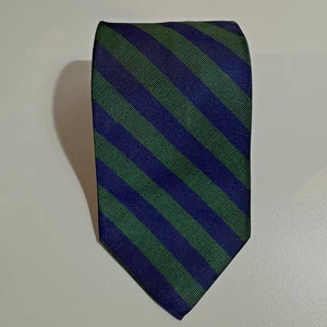 Men Classic Repp Tie Navy Blue Green 100% Silk 9.5cmW 147cmL Brooks Brothers USA - Picture 1 of 8