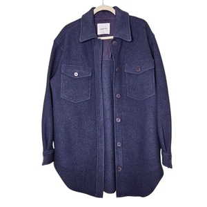 Wilfred Free Ganna Merino Wool Shirt Jacket Relaxed Fit Shacket Purpleish Blue M - Picture 1 of 10