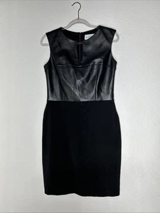 Joseph Ribkoff Women's Black Sleeveless Faux Leather Mixed Media Dress Size 10 - Picture 1 of 6