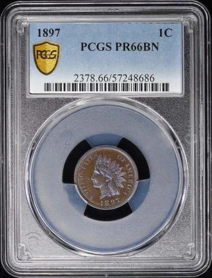 1897 1C Indian Cent - Type 3 Bronze PCGS PR66BN - Image 1 of 3