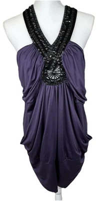 Mini Vestido Halter Y2K Maurices Púrpura Adornado Sin Mangas 2 L Bruja Grunge Foto 1 de 4