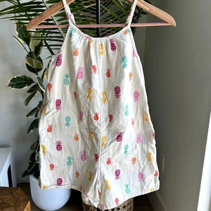 Cat & Jack Girls Pineapple Print Romper Size 7/8 Summer Playwear Beach - Picture 1 of 7
