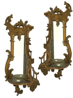 Pair of Antique Rococo Style Wall Mirrors 31 High - Image 1 of 4