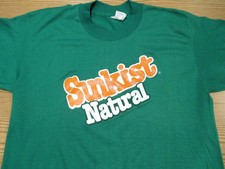 NOS vintage 80s SUNKIST NATURAL SODA T-Shirt MEDIUM orange pop surf beach thin