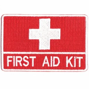 First Aid Kit Sign Logo Embroidered Iron On Patch - Picture 1 of 1