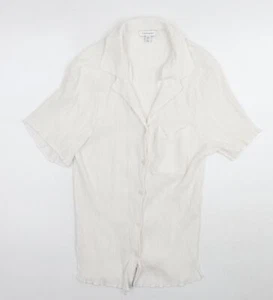 Topshop Womens White Viscose Basic Button-Up Size 8 Collared - Picture 1 of 10