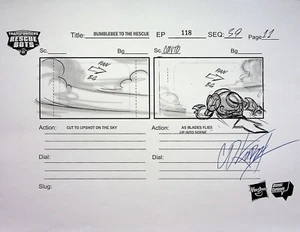 TRANSFORMERS Rescue Bots SIGNED DAN KUBAT  Production Storyboard Copy Page #KB - Picture 1 of 2