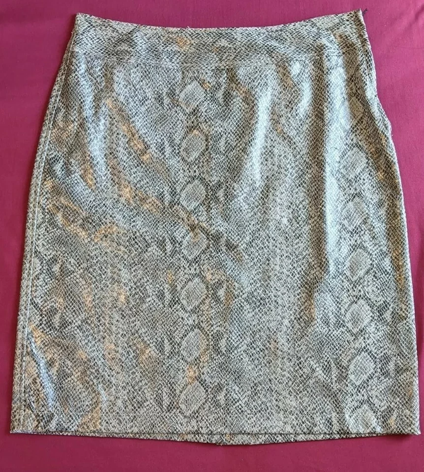 Винтажный 90-х размер 3 / XS змеиной кожи искусственной кожи карандаш юбка желтовато-коричневый черный отличном  - Изображение 1 из 4