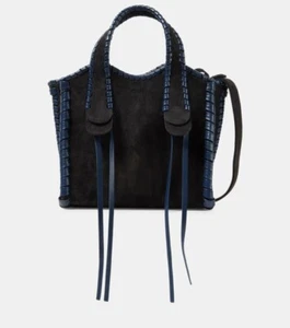 AUTH NWT $2400 Chloe Mony Small Suede Whipstitch Tote Midnight/Navy - Picture 1 of 7