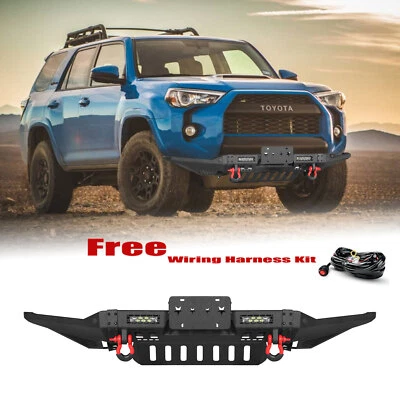 适用于 2015 - 2020 年丰田 4Runner 钢制前保险杠带绞盘和 LED 灯 + 线 — 第 1/4 张图片