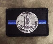 Subdued Thin Blue Line VIRGINIA State Flag Patch, Law Enforcement