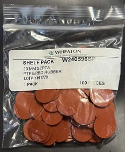 Wheaton 18.3 MM PTFE RED/RUBBER SEPTA PK/100 W240596SP - Picture 1 of 2