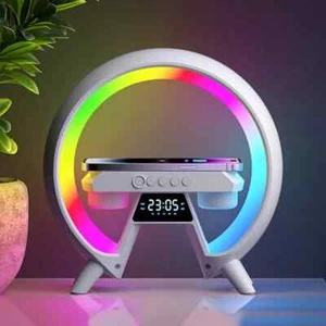 Smart Wireless Charger Alarm Night Light Lamp Bluetooth Speaker RGB - Picture 1 of 13