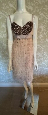 Vestido REDUX By Charles Chang-Lima Rosa Pluma Lentejuelas! 42 8 Foto 1 de 4