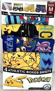 Pokemon Boys Athletic Boxer Briefs Underwear Sz Medium (8) 4-Pk Pikachu - Picture 1 of 15