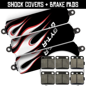 Front+Rear Black Flame Shock Covers+Brake Pads for Yamaha Banshee(90-06) Warrior - Picture 1 of 11