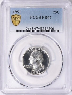 1951 Washington Quarter PCGS PR67 Secured Holder PF67 - Image 1 of 2