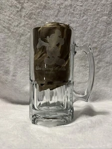 WALT DISNEY WORLD MICKEY MOUSE LARGE GLASS BEER STEIN MUG ETCHED - Picture 1 of 3