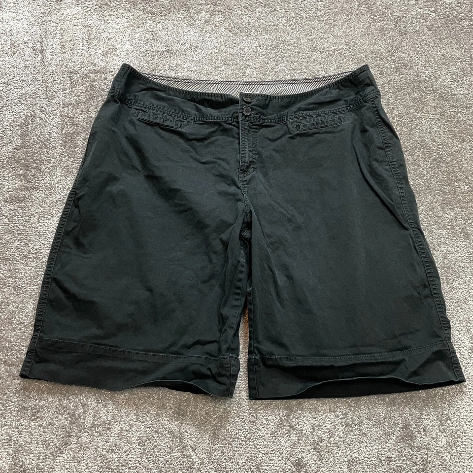 Pantalones Cortos Chinos Madison Para Mujer 22W Negro Algodón Informal Bermudas Rectas 11" Entrepierna Foto 1 de 4