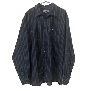 VTG 90s Y2K Point Zero Mens Large Navy Button Dress Shirt Logo Long Sleeve - Picture 1 of 18