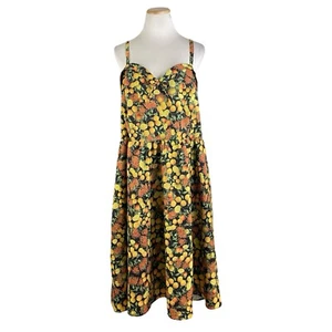 CITY CHIC Kleid Zitrus Blumen Ärmellos Sommer Sommerkleid Plus Size 18 Fit Flare - Bild 1 von 5