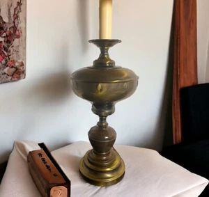 Vintage Trophy Lamp Hollywood Regency Style Brass and Ebony Wood 23” - Picture 1 of 20